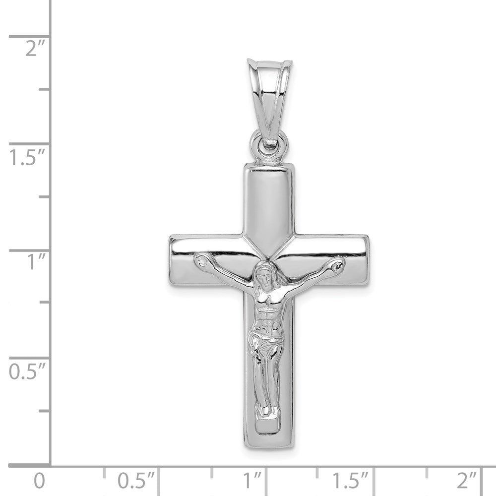 Sterling Silver Rhodium-plated Hollow Latin Crucifix Pendant QC5406