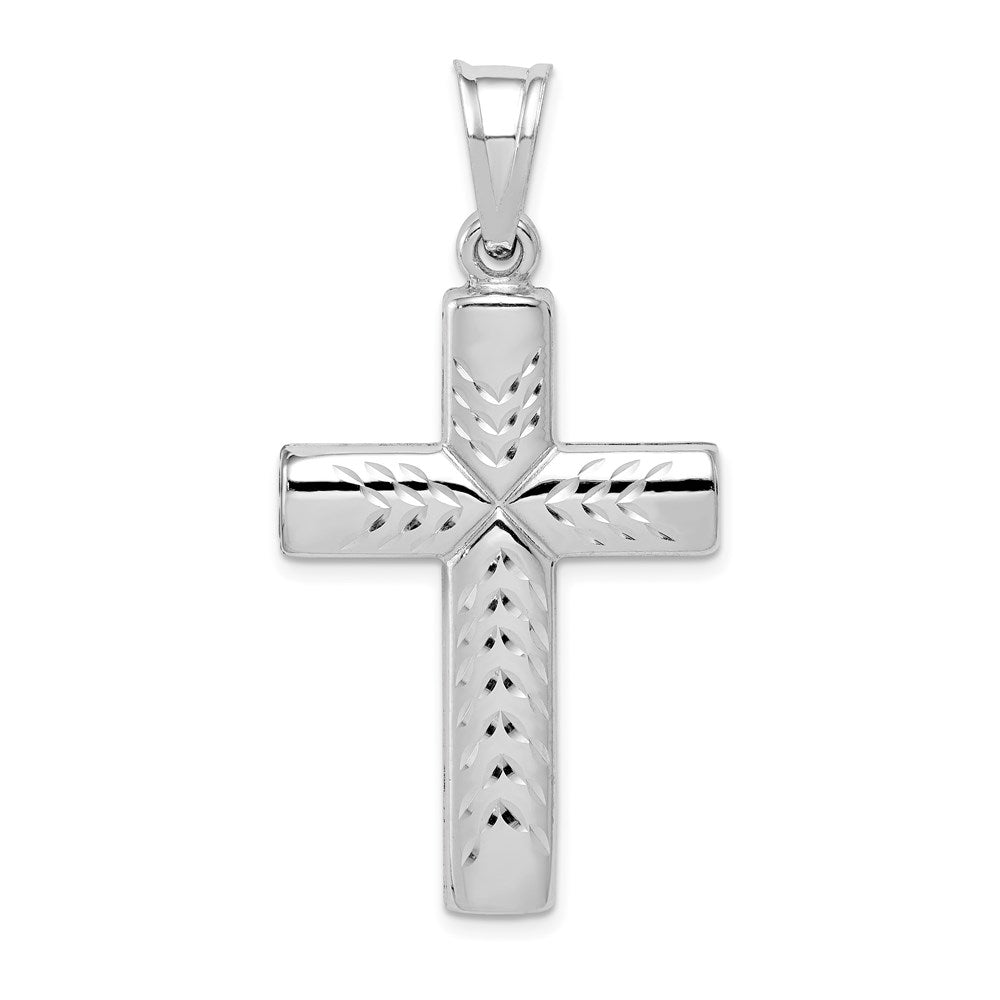 Sterling Silver Rhodium-plated Hollow Latin Crucifix Pendant QC5407