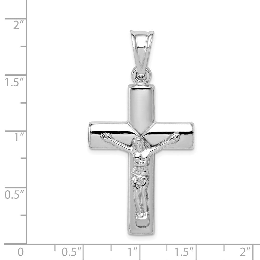 Sterling Silver Rhodium-plated Hollow Latin Crucifix Pendant QC5407