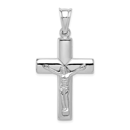 Sterling Silver Rhodium-plated Hollow Latin Crucifix Pendant QC5407