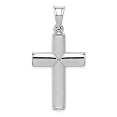 Sterling Silver Rhodium-plated Diamond -Cut Cross Pendant QC5409