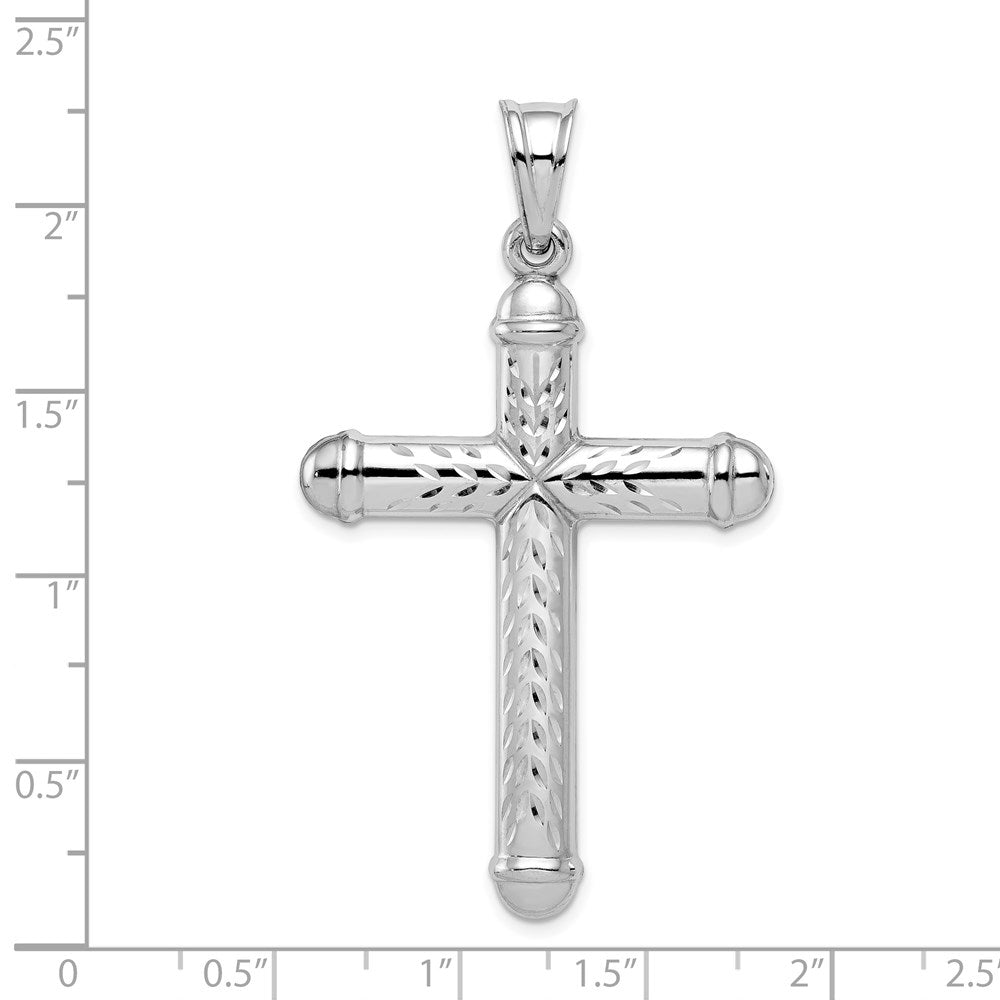 Sterling Silver Rhodium-plated Diamond -Cut Reversible Cross Pendant QC5410