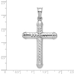 Sterling Silver Rhodium-plated Diamond -Cut Reversible Cross Pendant QC5410