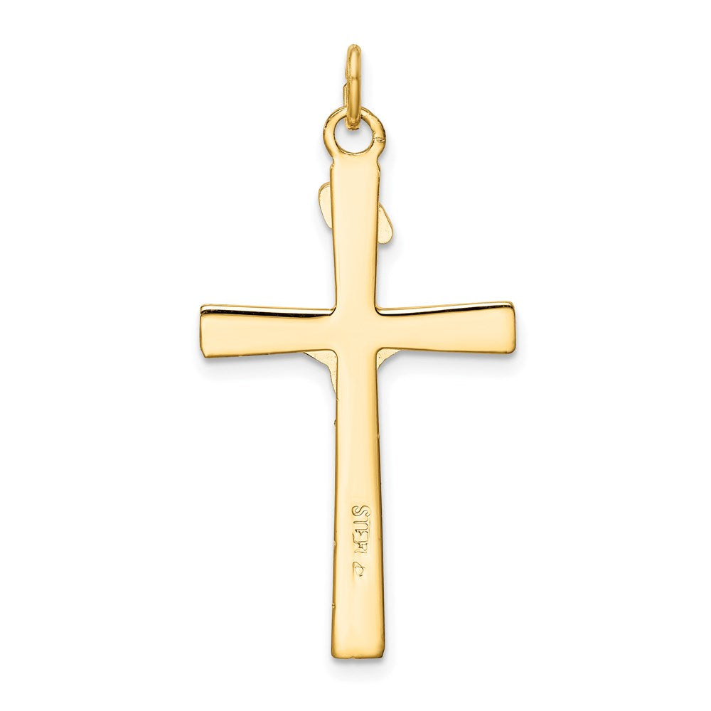 Sterling Silver Rhodium-plated & 18k Gold-plated Crucifix Pendant QC5427