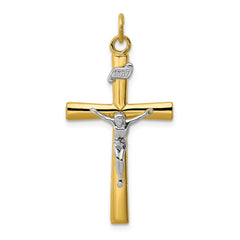 Sterling Silver Rhodium-plated & 18k Gold-plated Crucifix Pendant QC5427