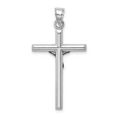 Sterling Silver Rhodium-plated Polished Crucifix Pendant QC5430