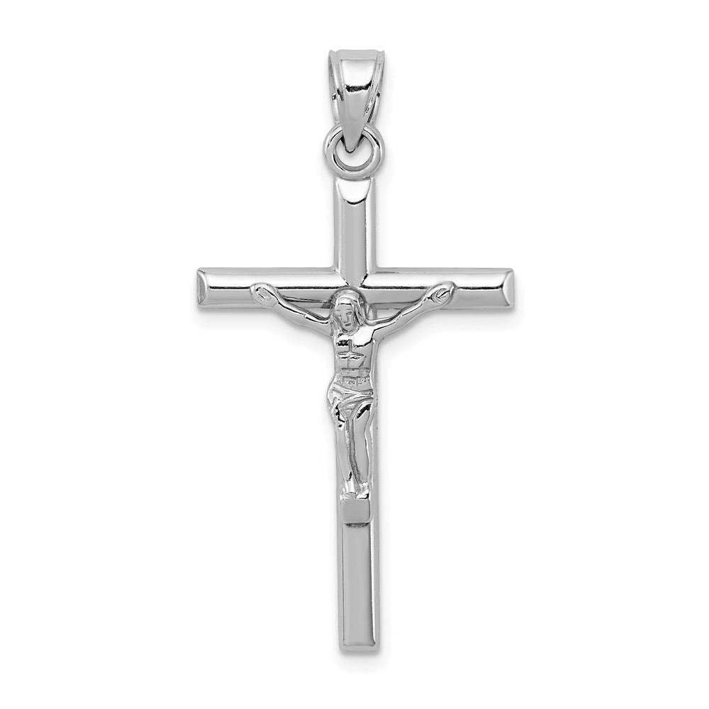 Sterling Silver Rhodium-plated Polished Crucifix Pendant QC5430