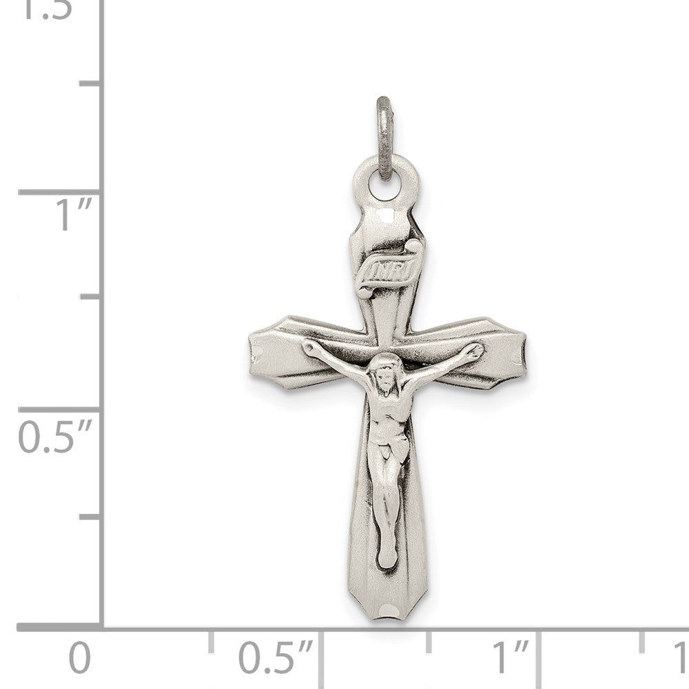 Sterling Silver Antiqued INRI Crucifix Pendant QC5437