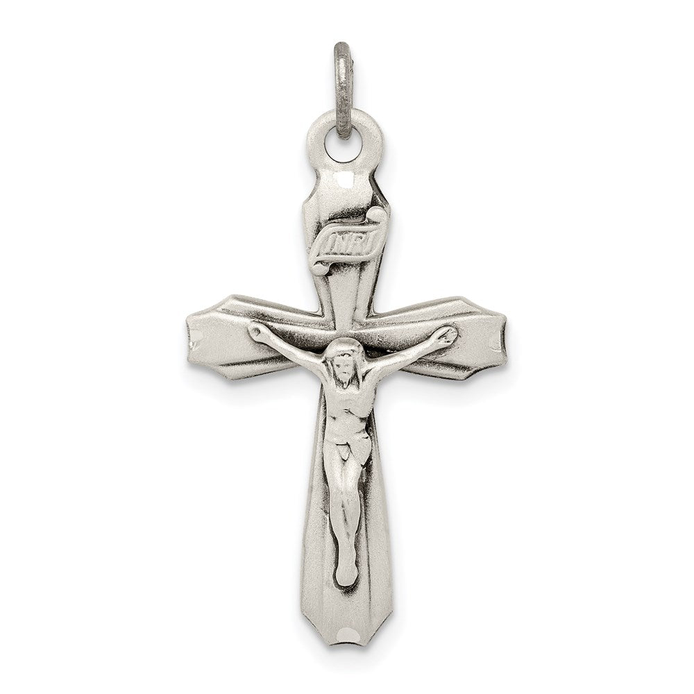 Sterling Silver Antiqued INRI Crucifix Pendant QC5437