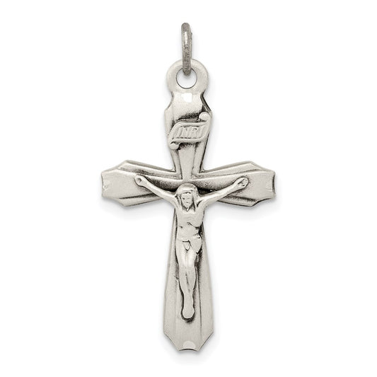 Sterling Silver Antiqued INRI Crucifix Pendant QC5437