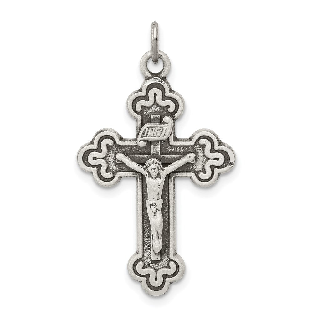 Sterling Silver Antiqued INRI Crucifix Pendant QC5438