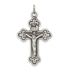 Sterling Silver Antiqued INRI Crucifix Pendant QC5438