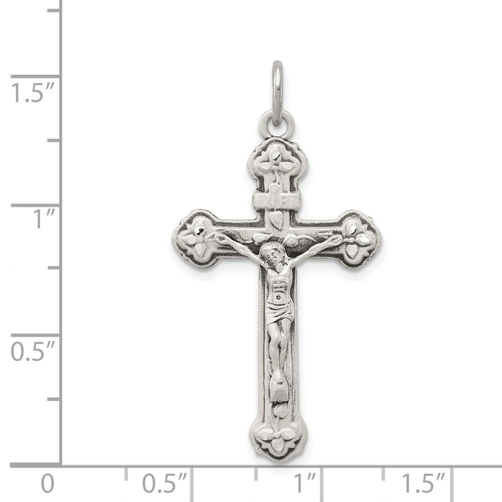 Sterling Silver Antiqued INRI Crucifix Pendant QC5439