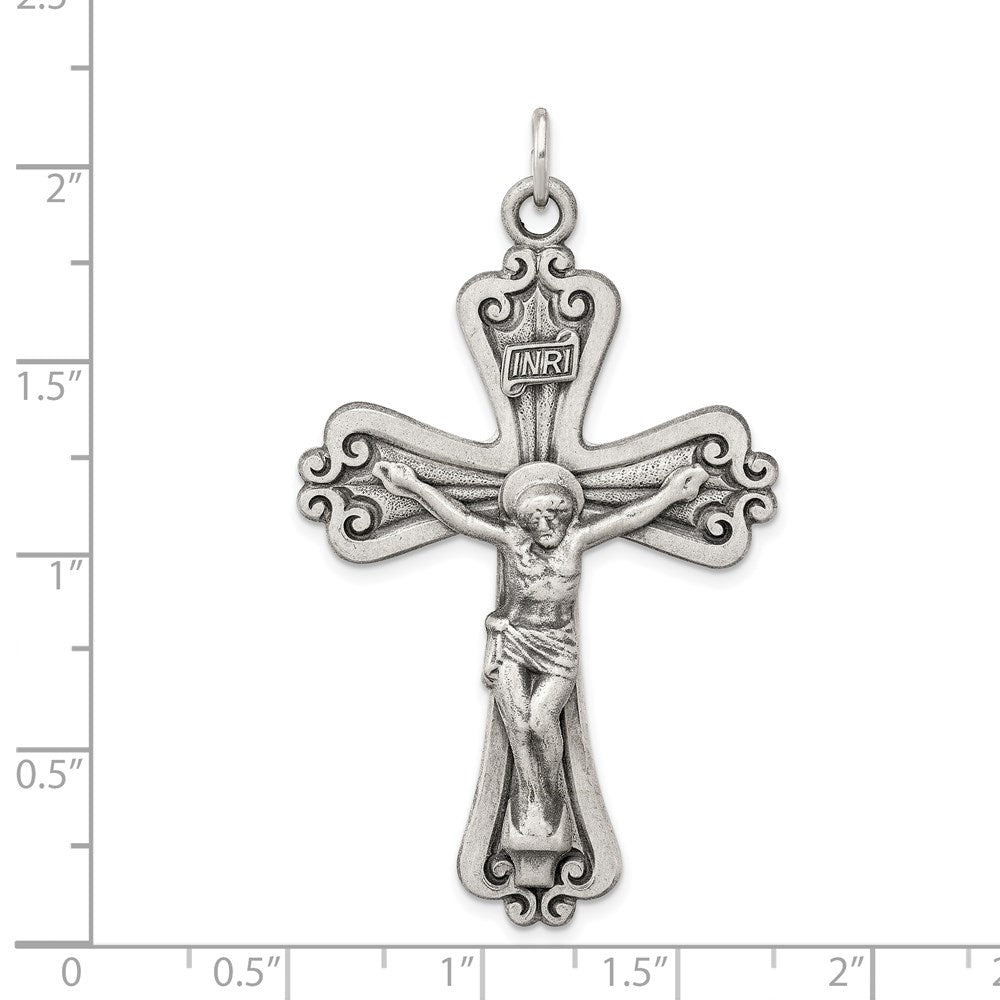 Sterling Silver Antiqued INRI Crucifix Pendant QC5445