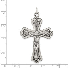 Sterling Silver Antiqued INRI Crucifix Pendant QC5445