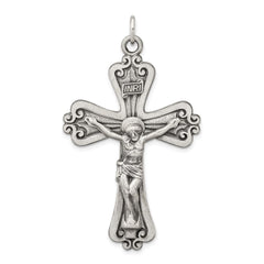 Sterling Silver Antiqued INRI Crucifix Pendant QC5445