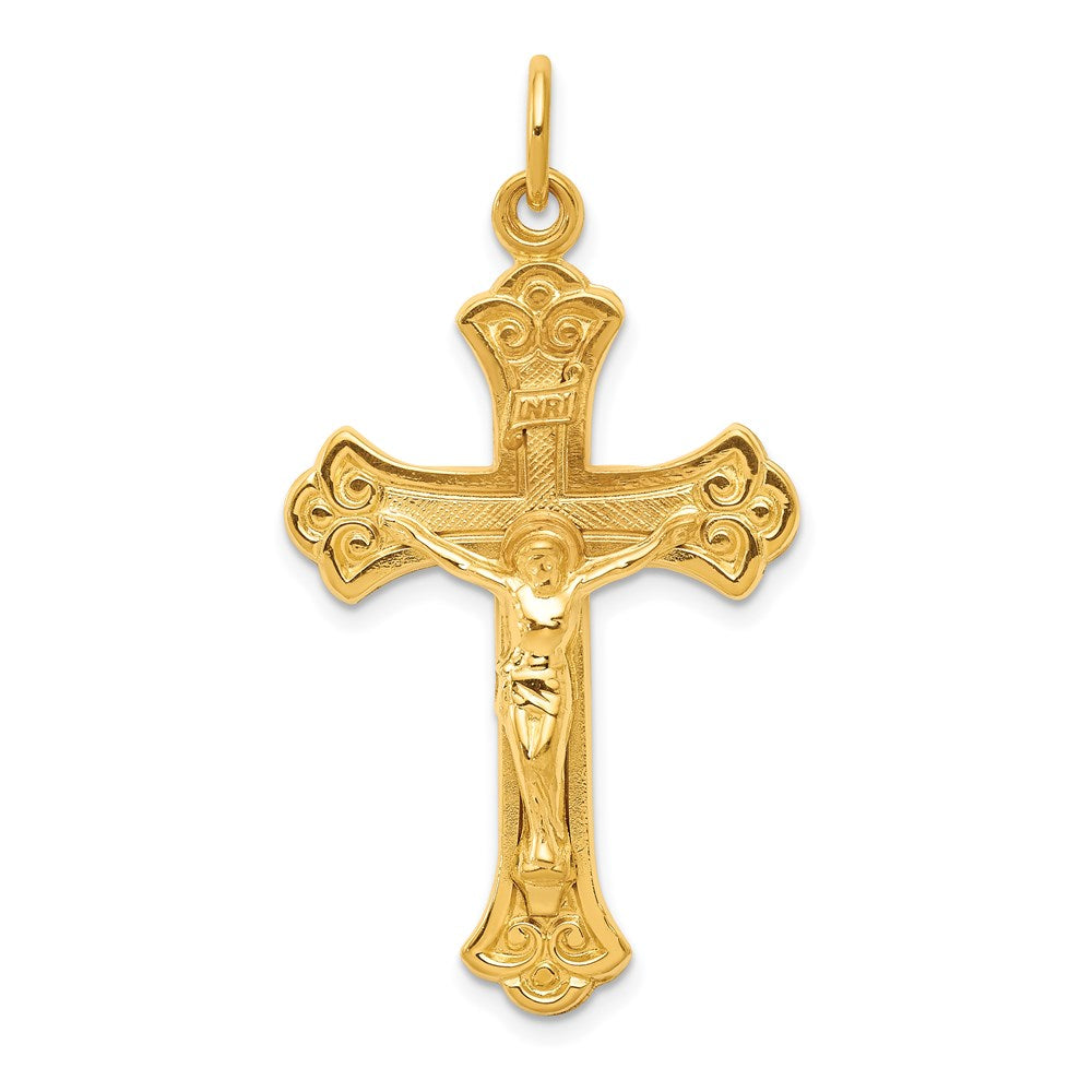 Sterling Silver & 24k Gold -plated INRI Crucifix Pendant QC5469