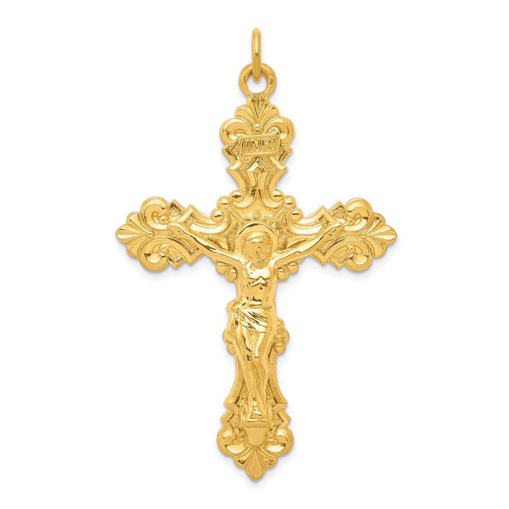 Sterling Silver & 24k Gold -plated INRI Crucifix Pendant QC5474
