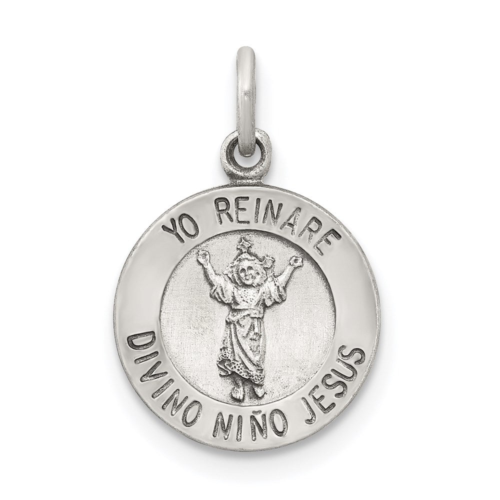 Sterling Silver Antiqued Divino Nino Medal (Divine Infant Jesus) QC5476