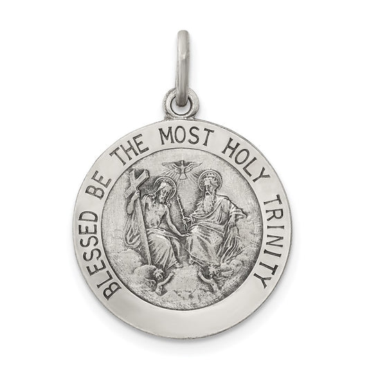 Sterling Silver Antiqued Holy Trinity Medal QC5477