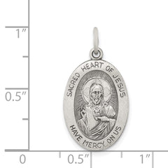 Sterling Silver Antiqued Sacred Heart of Jesus Medal QC5481