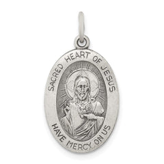Sterling Silver Antiqued Sacred Heart of Jesus Medal QC5481
