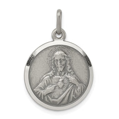 Sterling Silver Antiqued Sacred Heart of Jesus Medal QC5483
