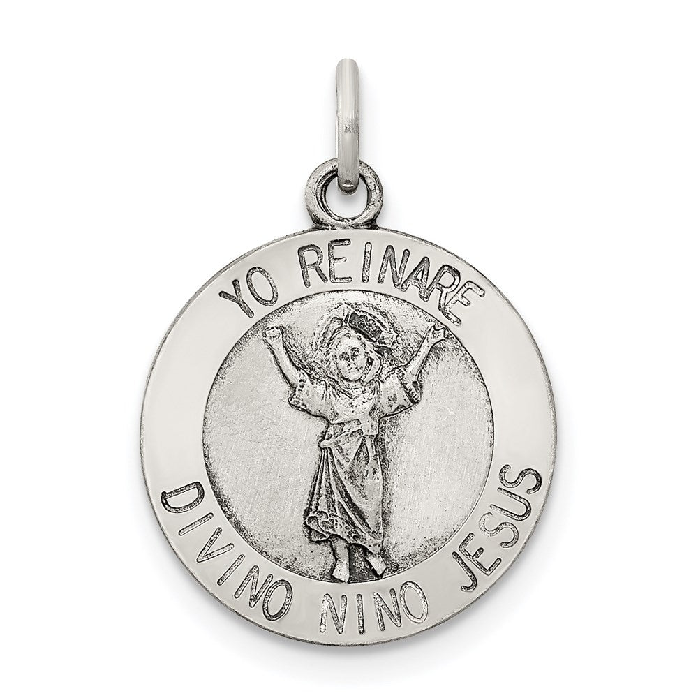Sterling Silver Antiqued Divino Nino Medal (Divine Infant Jesus) QC5486
