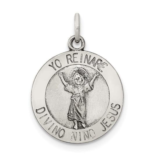 Sterling Silver Antiqued Divino Nino Medal (Divine Infant Jesus) QC5486