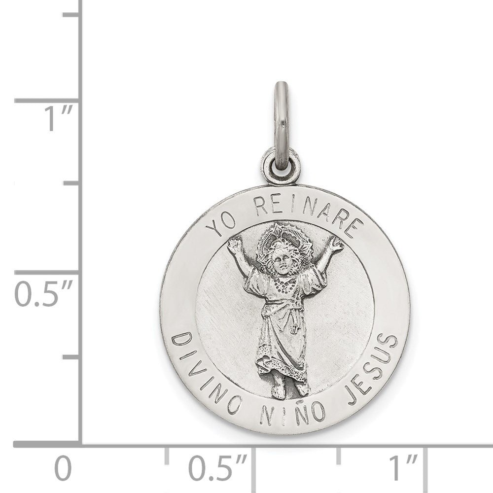 Sterling Silver Antiqued Divino Nino Medal (Divine Infant Jesus) QC5487