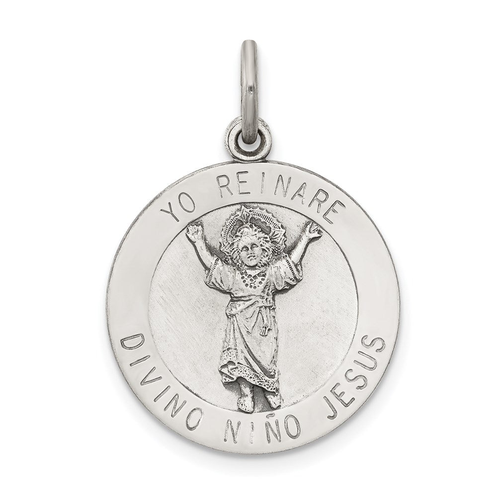 Sterling Silver Antiqued Divino Nino Medal (Divine Infant Jesus) QC5487