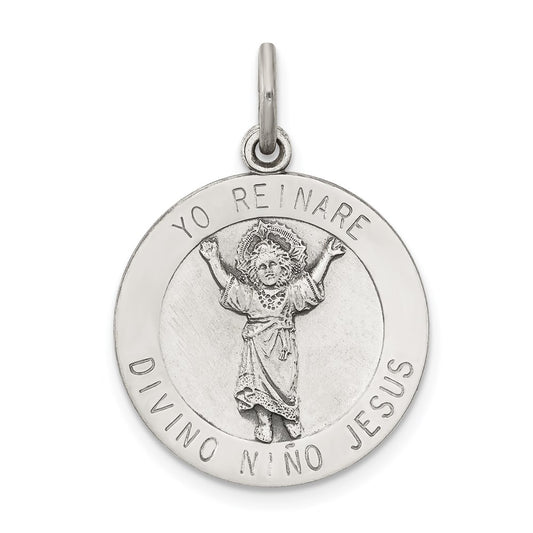 Sterling Silver Antiqued Divino Nino Medal (Divine Infant Jesus) QC5487