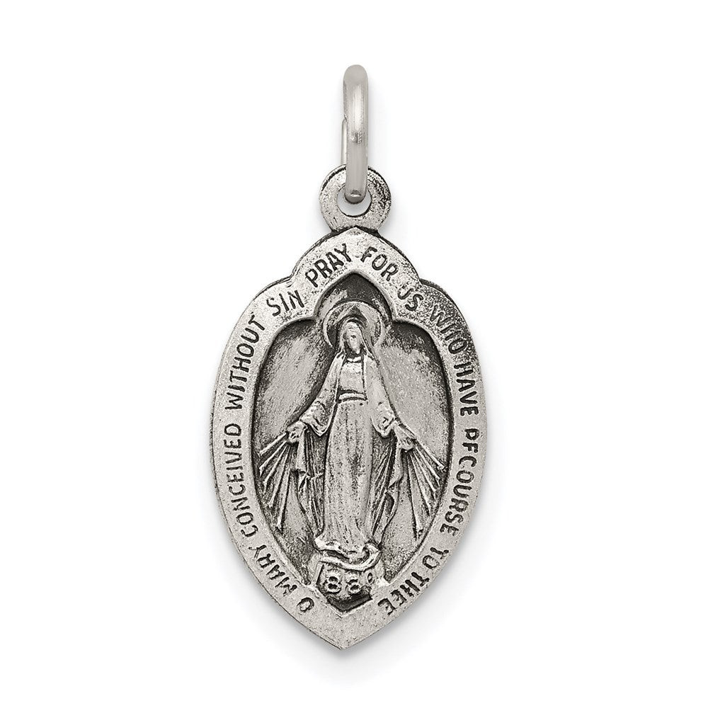Sterling Silver Antiqued Miraculous Medal QC5503