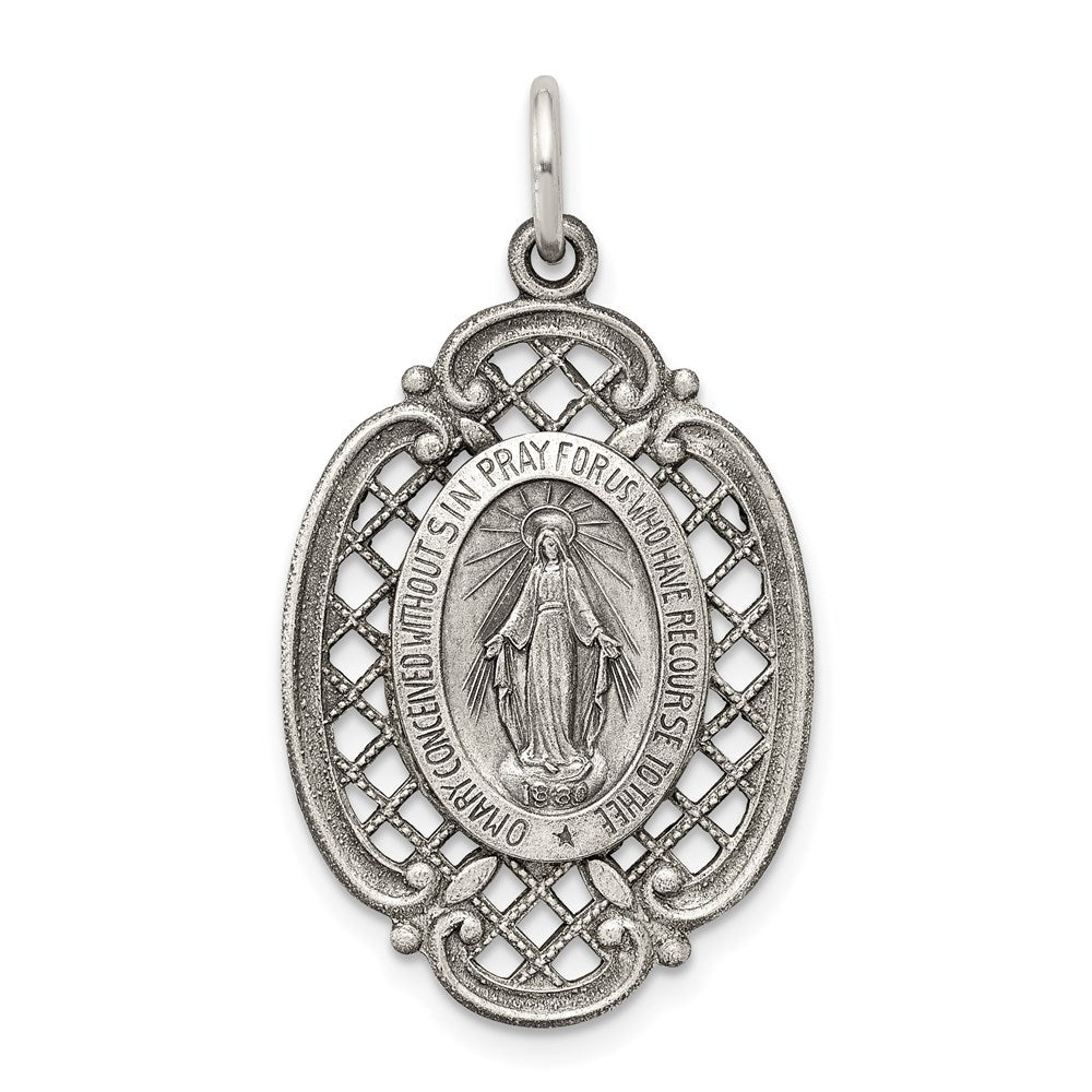 Sterling Silver Antiqued Miraculous Medal QC5508