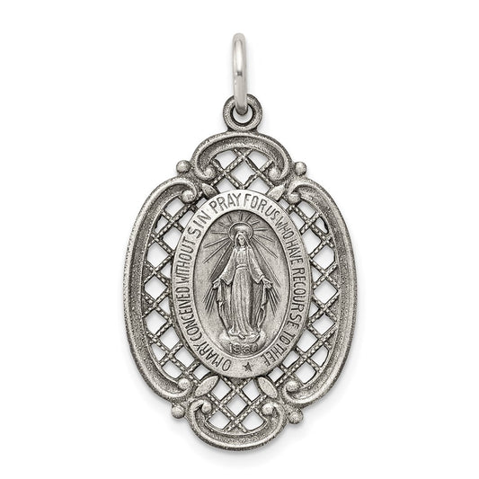 Sterling Silver Antiqued Miraculous Medal QC5508