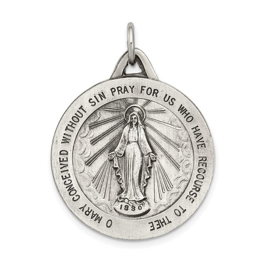 Sterling Silver Antiqued Miraculous Medal QC5519