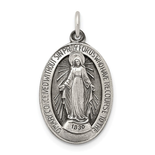 Sterling Silver Antiqued Miraculous Medal QC5521
