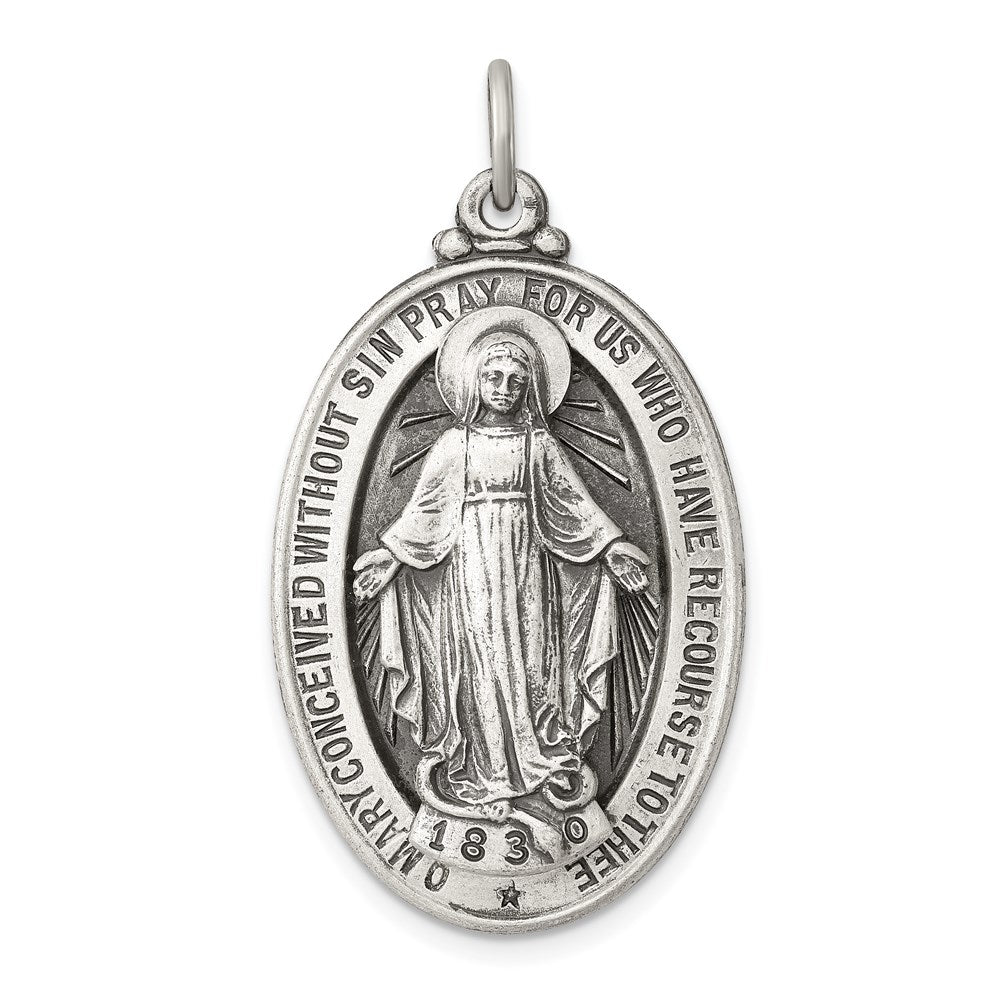 Sterling Silver Antiqued Miraculous Medal QC5524