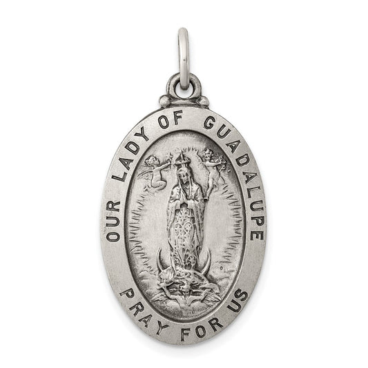 Sterling Silver Antiqued Our Lady of Guadalupe Medal QC5567