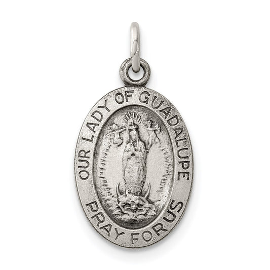 Sterling Silver Antiqued Our Lady of Guadalupe Medal QC5568