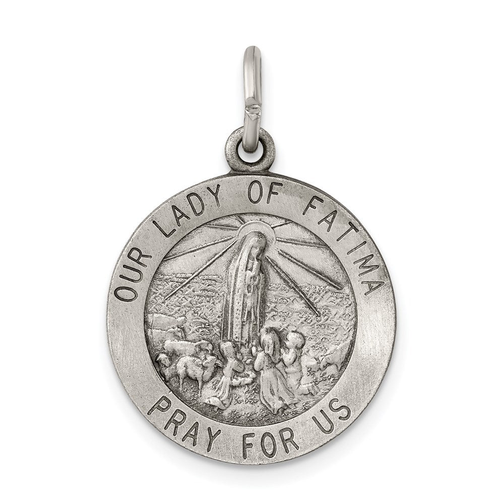 Sterling Silver Antiqued Our Lady of Fatima Medal QC5579