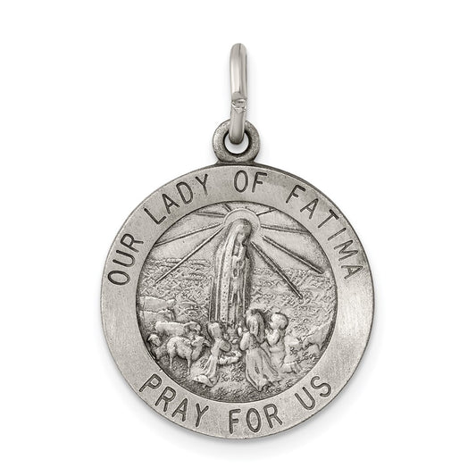 Sterling Silver Antiqued Our Lady of Fatima Medal QC5579