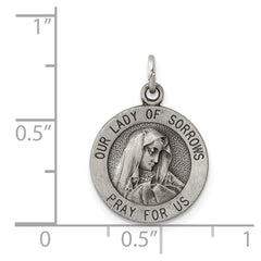 Sterling Silver Antiqued Our Lady of Sorrows Medal QC5581