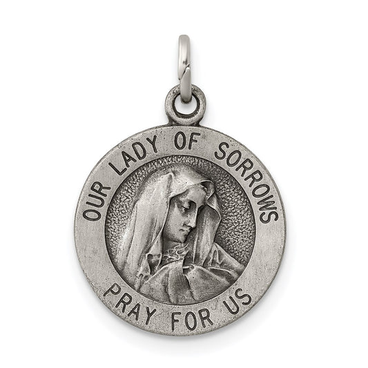 Sterling Silver Antiqued Our Lady of Sorrows Medal QC5581
