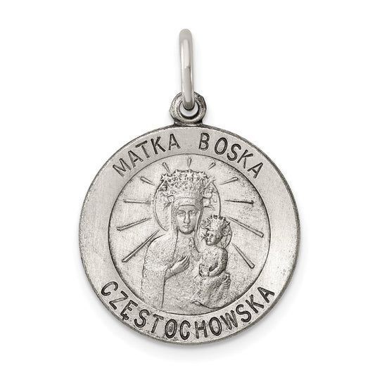 Sterling Silver Antiqued Matka Boska Medal QC5582