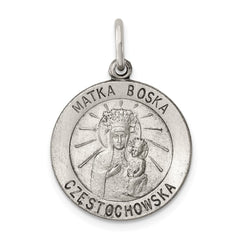 Sterling Silver Antiqued Matka Boska Medal QC5582