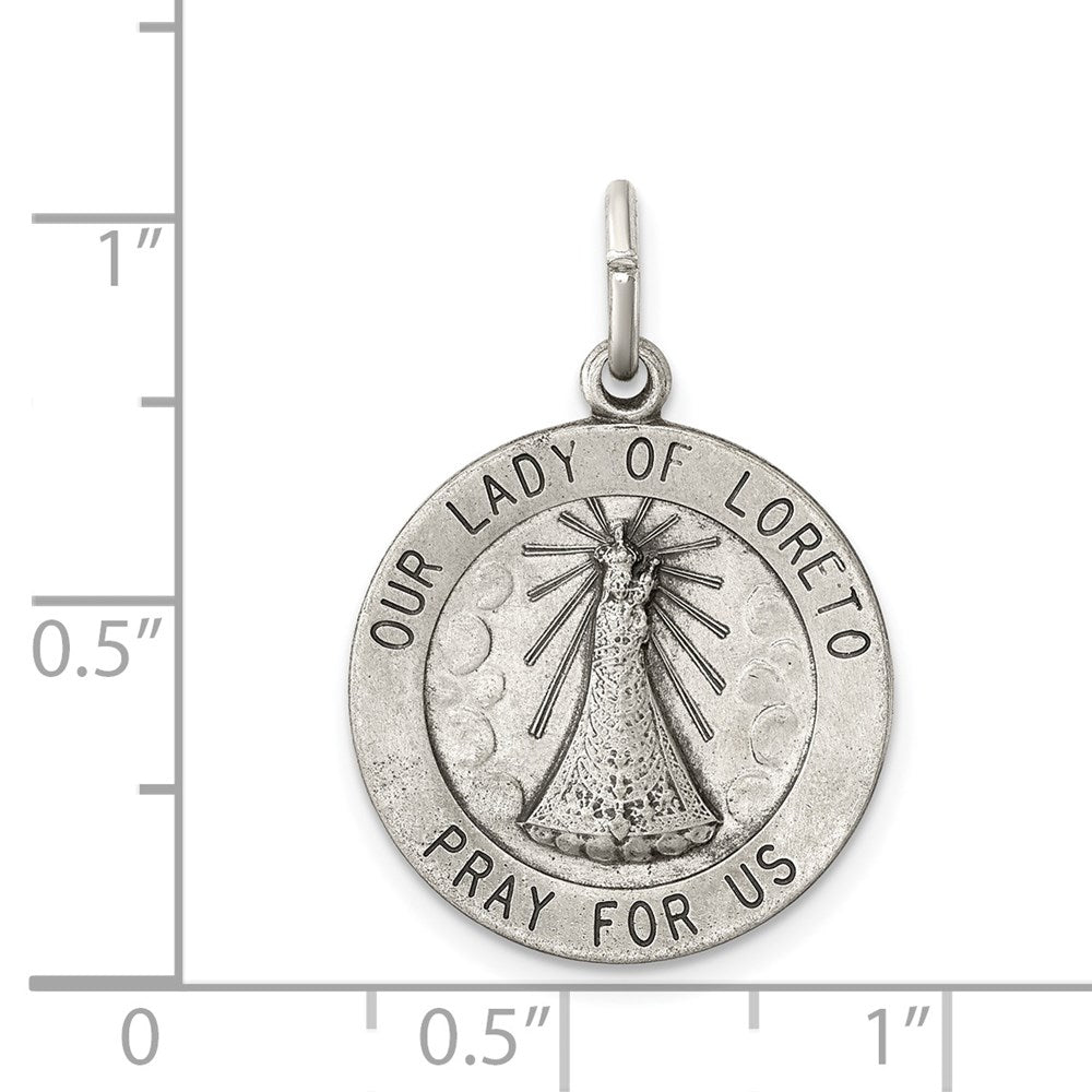 Sterling Silver Antiqued Our Lady of Loreto Medal QC5583