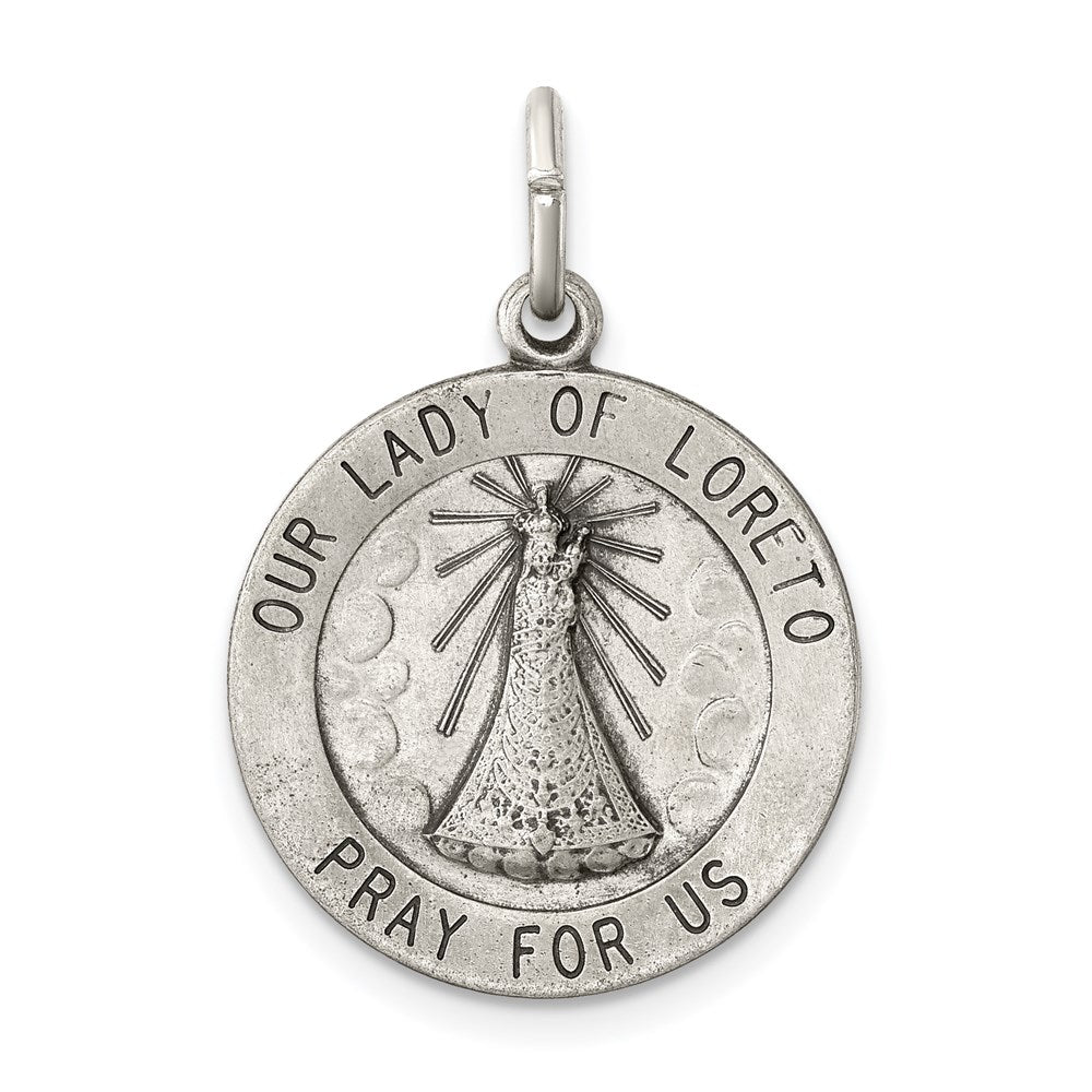 Sterling Silver Antiqued Our Lady of Loreto Medal QC5583