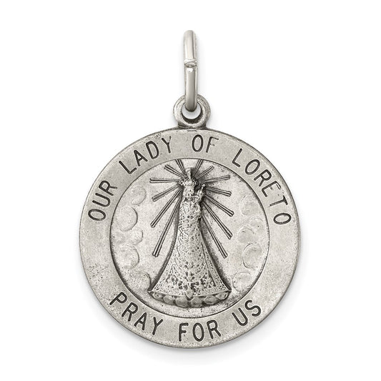 Sterling Silver Antiqued Our Lady of Loreto Medal QC5583