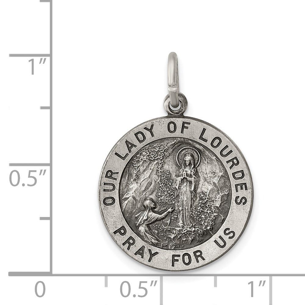 Sterling Silver Antiqued Our Lady of Lourdes Medal QC5584
